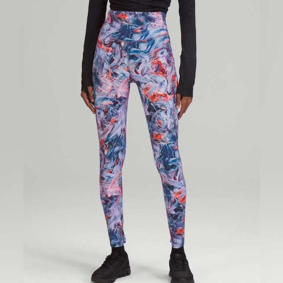 Lululemon Base Pace High-Rise Running Tight 28" *Brushed Nulux Purple Multi Sz8 - Picture 1 of 13
